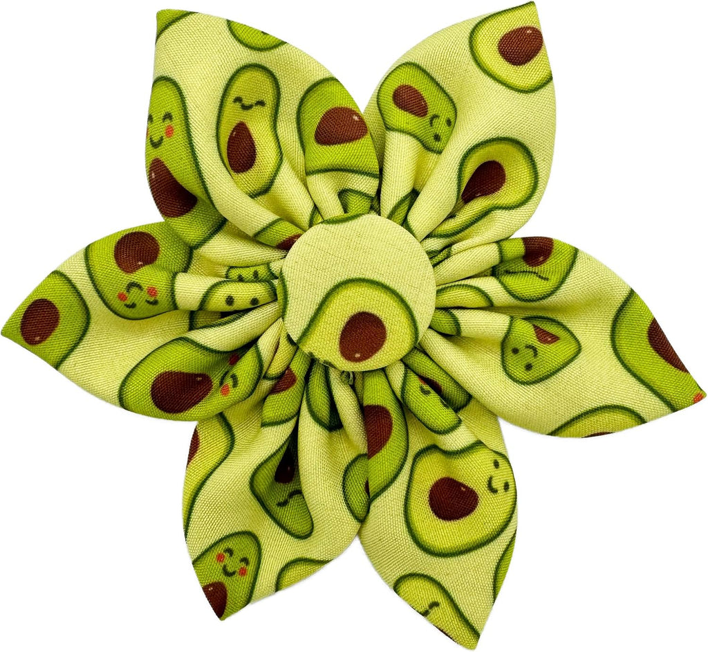 Huxley & Kent Pinwheel Collar Bow for Dogs & Cats, Happy Avocados, Small | Clips to Any Collar with Hook & Loop, Soft, Lightweight, Machine Washable, Great for Holidays, Photos & Gifting