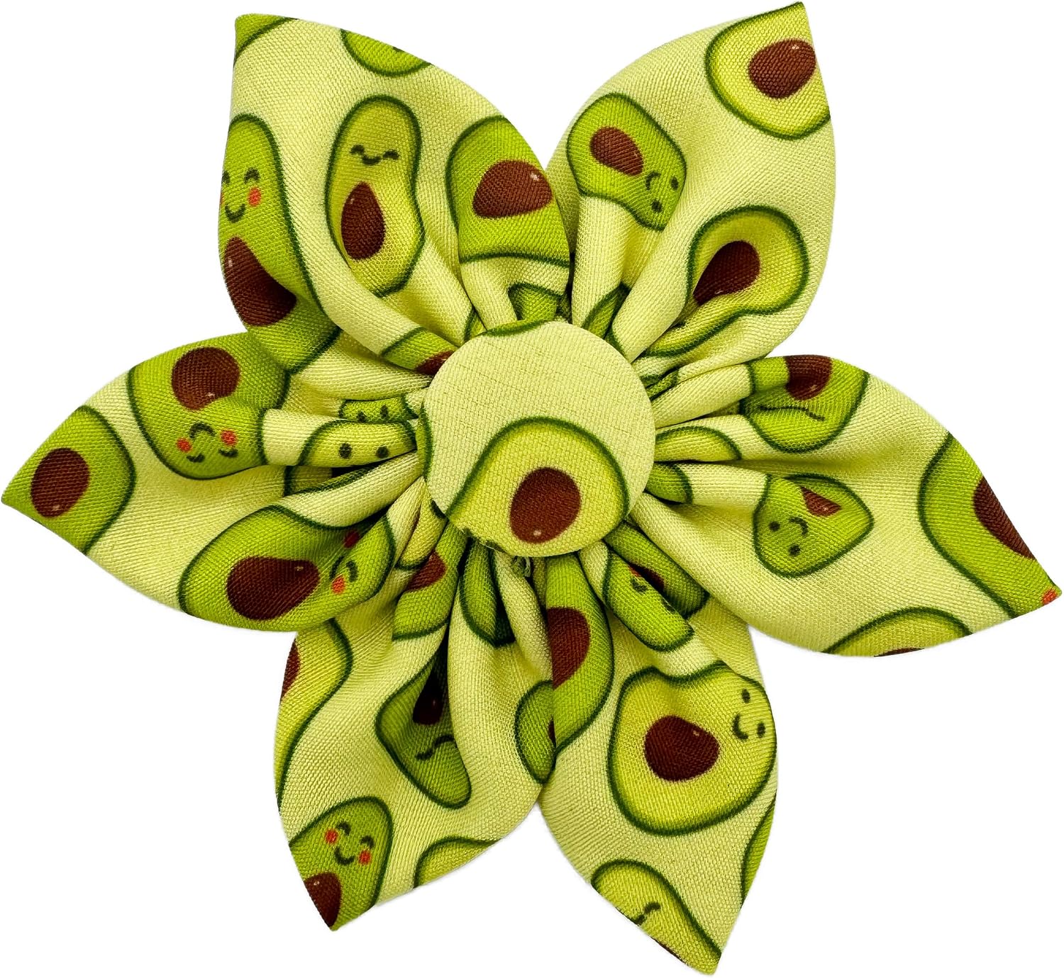 Huxley & Kent Pinwheel Collar Bow for Dogs & Cats, Happy Avocados, Small | Clips to Any Collar with Hook & Loop, Soft, Lightweight, Machine Washable, Great for Holidays, Photos & Gifting