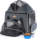 Morpilot Top and Side Expandable Cat Carrier for Pets up to 20lbs | Airline Approved Collapsible Soft-Sided Pet Carrier for Car Rides and Vet Visits (Dark Gray)