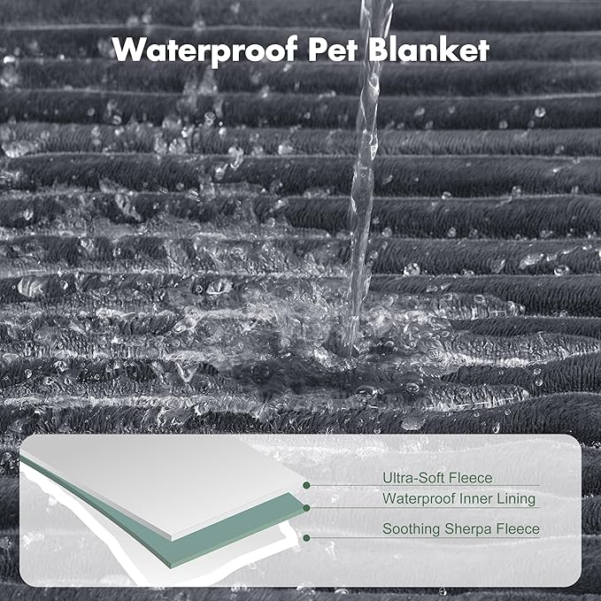 Waterproof Dog Blanket for Couch - Washable Medium Pet Blanket for Furniture Protector, Cozy Fleece Calming Dog Crate Blankets for Indoors & Outdoors, Dark Grey, 40"x50"