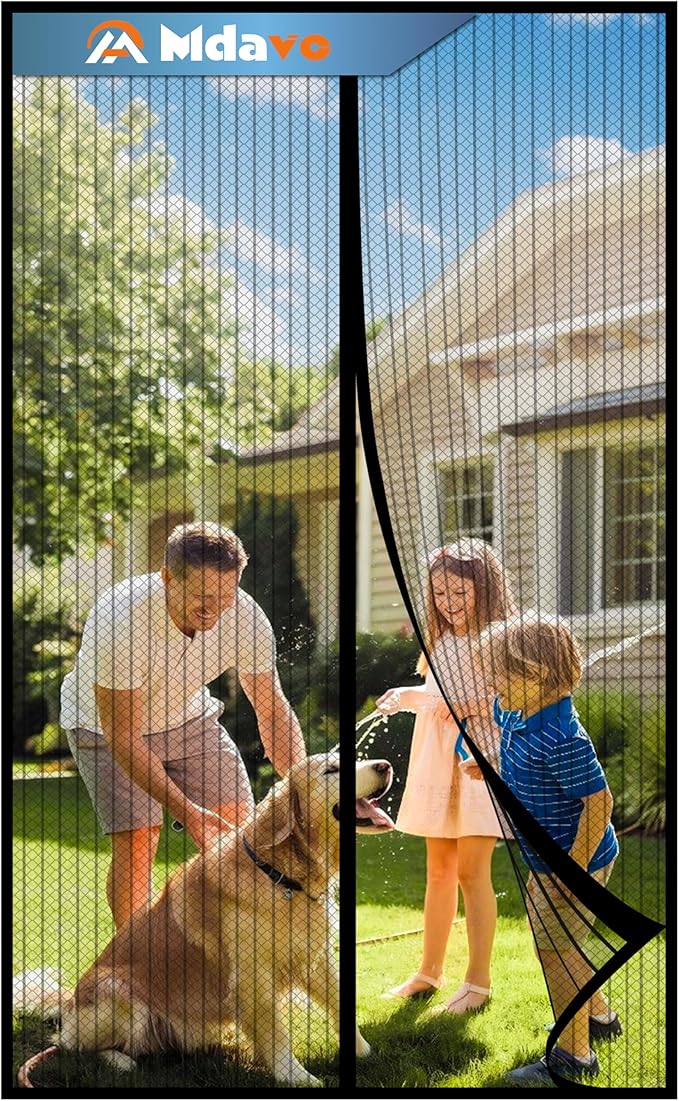 Magnetic Screen Door, Keep Bugs Out, Pet & Kid Friendly，Works with Front Doors, Sliding Doors,Fit Door Size 36 x 80 Inches ‎Black