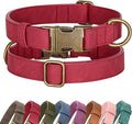 Didog Soft PU Leather Dog Collar, Stylish Quick Released Dog Collars for Large Dogs, Easy Clean Adjustable Pet Collar for Daily Walking, Red, XL Fit 17-27" Neck