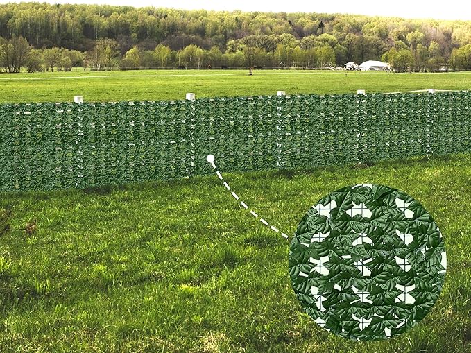 Artificial Fence Privacy Screen: 6FT x 20FT UV-Anti Faux Greenery Backdrop Ivy Chain Link Shades Panels for Patio, Balcony, Garden,Deck,Backyard Indoor Outdoor Green Wall Decor
