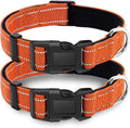 2 Pack Reflective Dog Collar with Safety Locking Buckle, Adjustable Soft Breathable Comfortable Nylon Pet Collar for Small, Medium and Large Dogs, Orange, M
