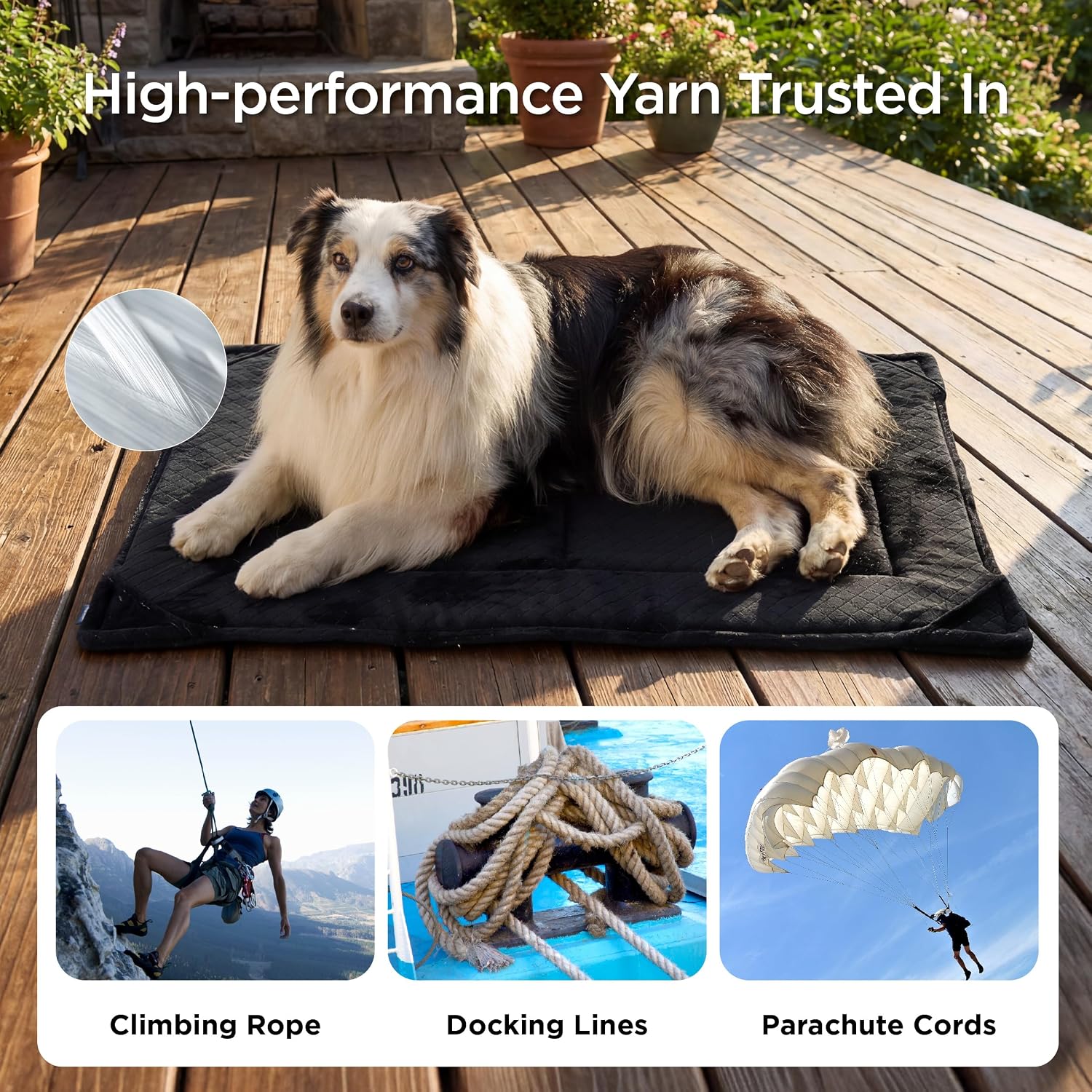 Bedsure Chew Proof Dog Bed for Large Dogs, 35x22 Inch, Black | Chew Resistant Dog Crate Pad Durable Pet Kennel Mat, Reinforced Corners, Machine Washable, Soft Velvet Surface, Easy to Clean