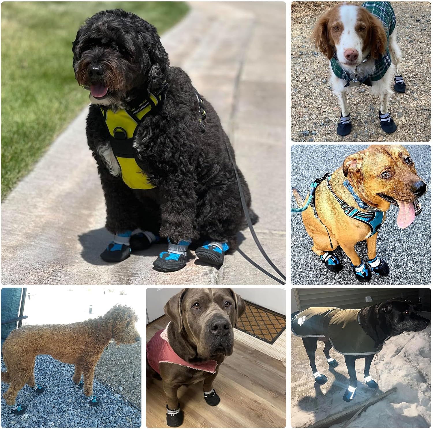 Dimicoo Breathable Dog Boots for Medium Large Dogs,Non-Slip Dog Shoes for Summer Hot Pavement,Lightweight Paw Protector Dog Booties for Outdoor & Indoor Hardwood Floors