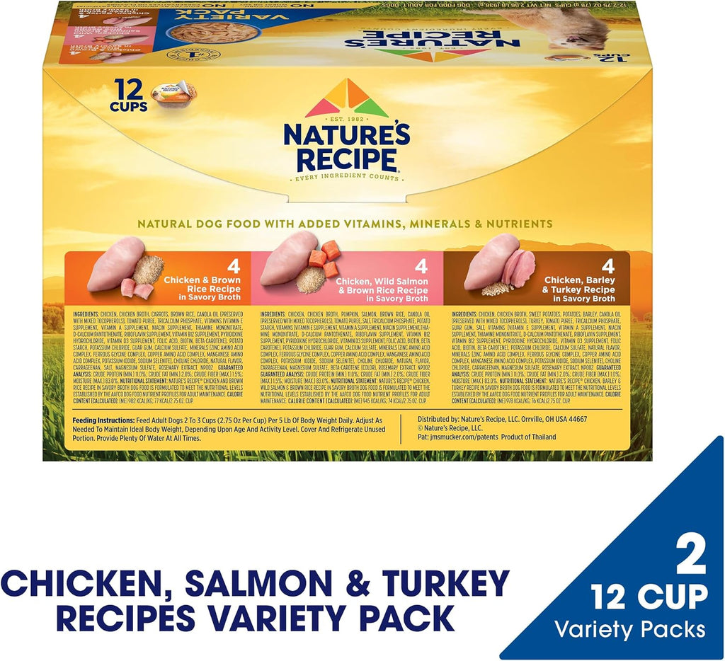 Nature's Recipe Wet Dog Food Variety Pack, 2.75 oz Cup, 12 Count (2 Pack)