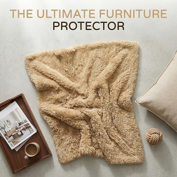 PJYuCien Dog Blankets for Small Dogs Washable - Fluffy Fuzzy Cat Blanket for Couch, Puppy Throw for Furniture with Polyester Fleece, Super Soft Plush for Pet Kitten Doggy, Brown, 16" x 24"