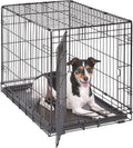 MidWest Homes for Pets 30-Inch iCrate for Medium Breeds, 21-40 lbs, Single Door Folding Dog Crate with Divider Panel, Leak-Proof Tray & Secure Latch, Portable, Durable & Easy to Assemble