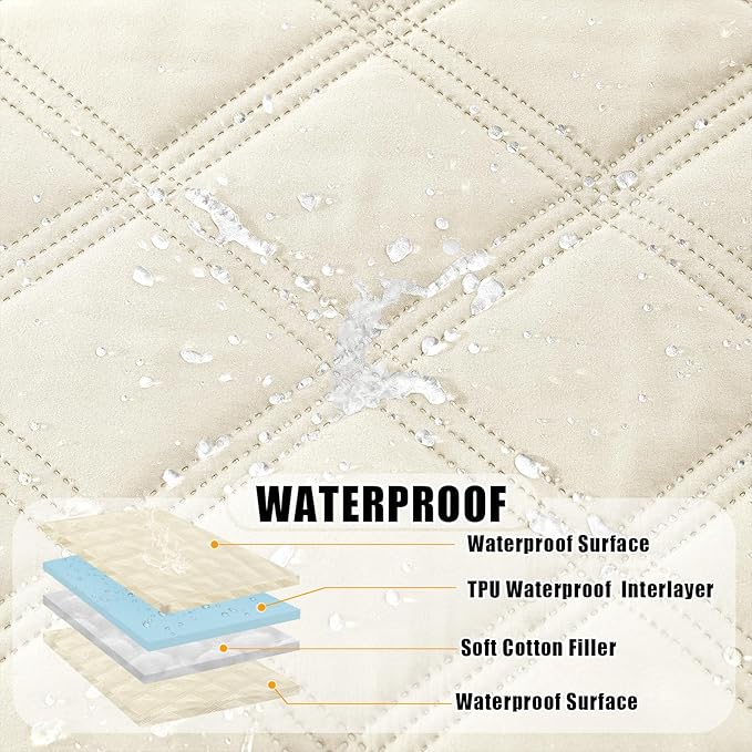 Smiry Waterproof Dog Bed Cover Blanket 40x50, Soft Reversible Pet Blanket, Washable Leakproof Cats Dogs Couch Cover for Sofa, Couch, Furniture, Beige/Beige