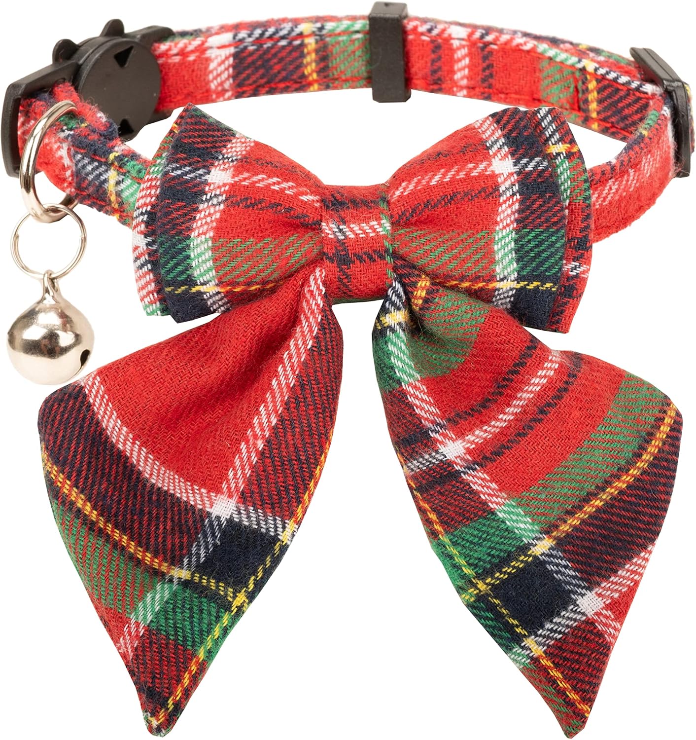 Christmas Cat Collar with Bow Tie Flower Sailor Bowtie Breakaway Safety Detachable Plaid Kitten Cats Pet Cute B Sailor Bow-Red