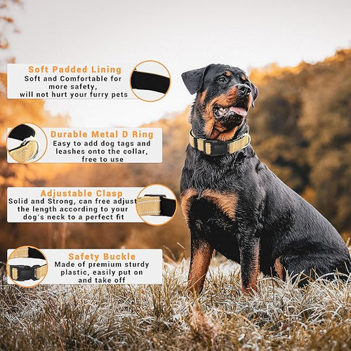 2 Pack Reflective Dog Collar with Safety Locking Buckle, Adjustable Soft Breathable Comfortable Nylon Pet Collar for Small, Medium and Large Dogs, Brown, S