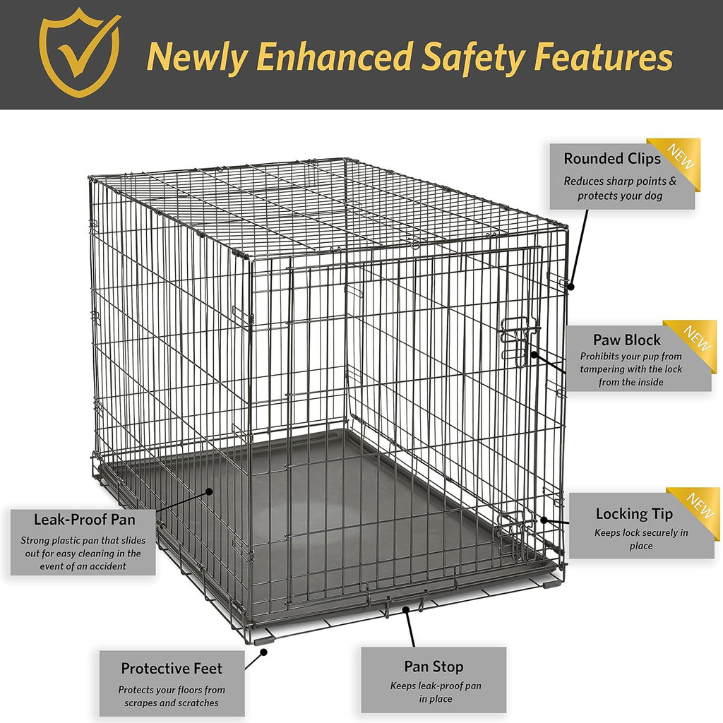 Midwest Homes for Pets 42-Inch New World Crate for Large Breeds, 71-90 lbs, Single Door Folding Dog Crate, Leak-Proof Tray & Secure Latch, Portable, Durable & Easy to Assemble