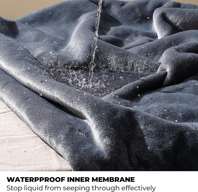 Sunheir Waterproof Blanket for Bed & Couch, Reversible Soft Sherpa Fleece Flannel Throw 86"x90", Leakproof Spill-Proof Dog Pet Blanket, Furniture & Sofa Protector, Camping, Travel, Queen, Grey