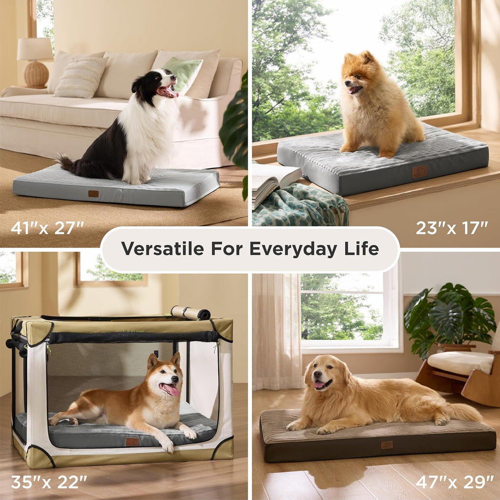 Bedsure ComfyFleece Large Dog Bed for Crate with Washable Cover, 35x22 | Orthopedic Egg Crate Foam Pet Mat,Removable Cover, Nonslip Bottom,Not Waterproof,Not Chewproof,For Large Breeds up to 40lbs