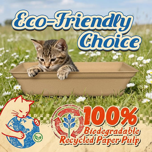 12-Pack Disposable Litter Boxes for Cats: 8/12/16 Portable Leak-Proof & Odor Control Tray for Kitty Foster Cats Indoor Travel 17.5''x13.6'' Litterbox Liner