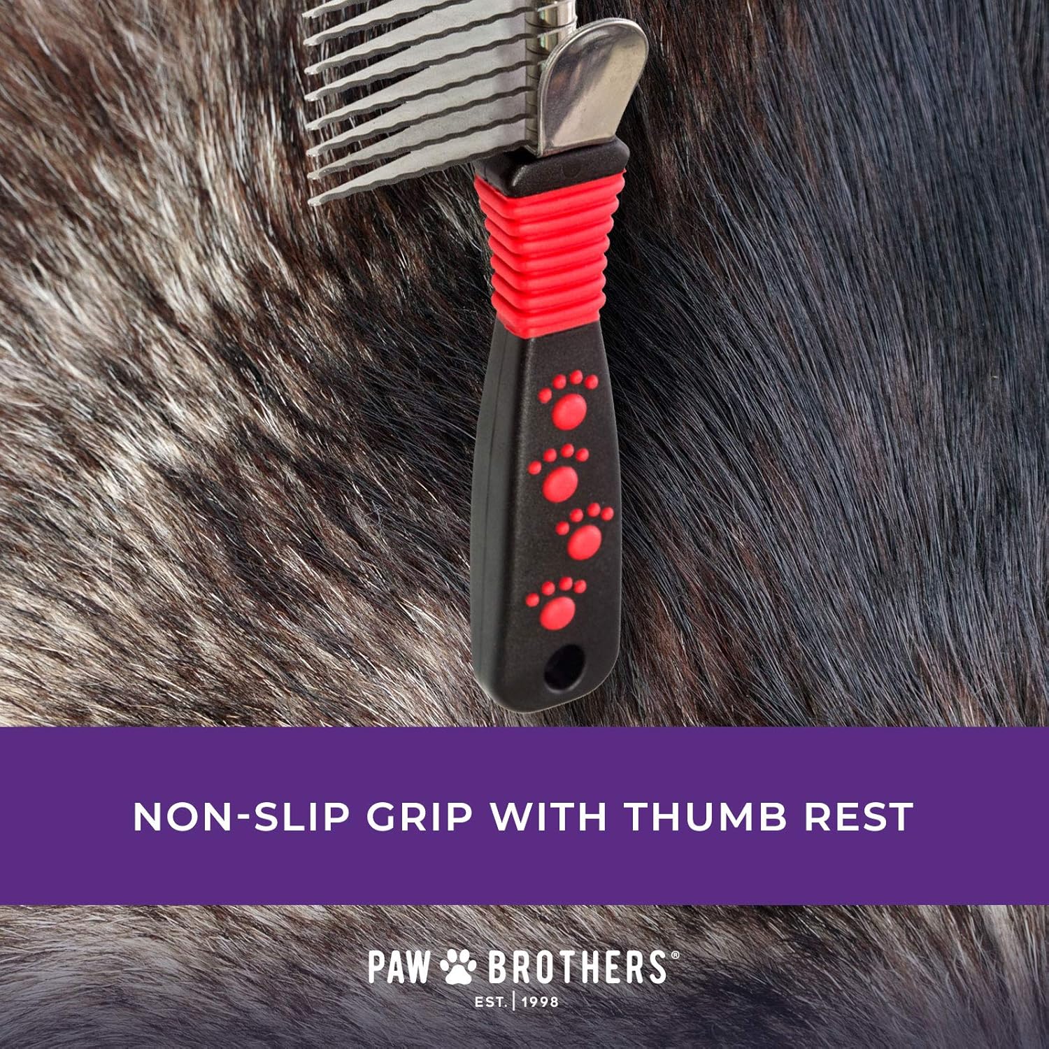 RYAN'S PET SUPPLIES Paw Brothers 9-Blade Dematting Tool for Dog Grooming, Professional Grade, Stainless Steel Blades, Comfort Grip, Gentle on Skin