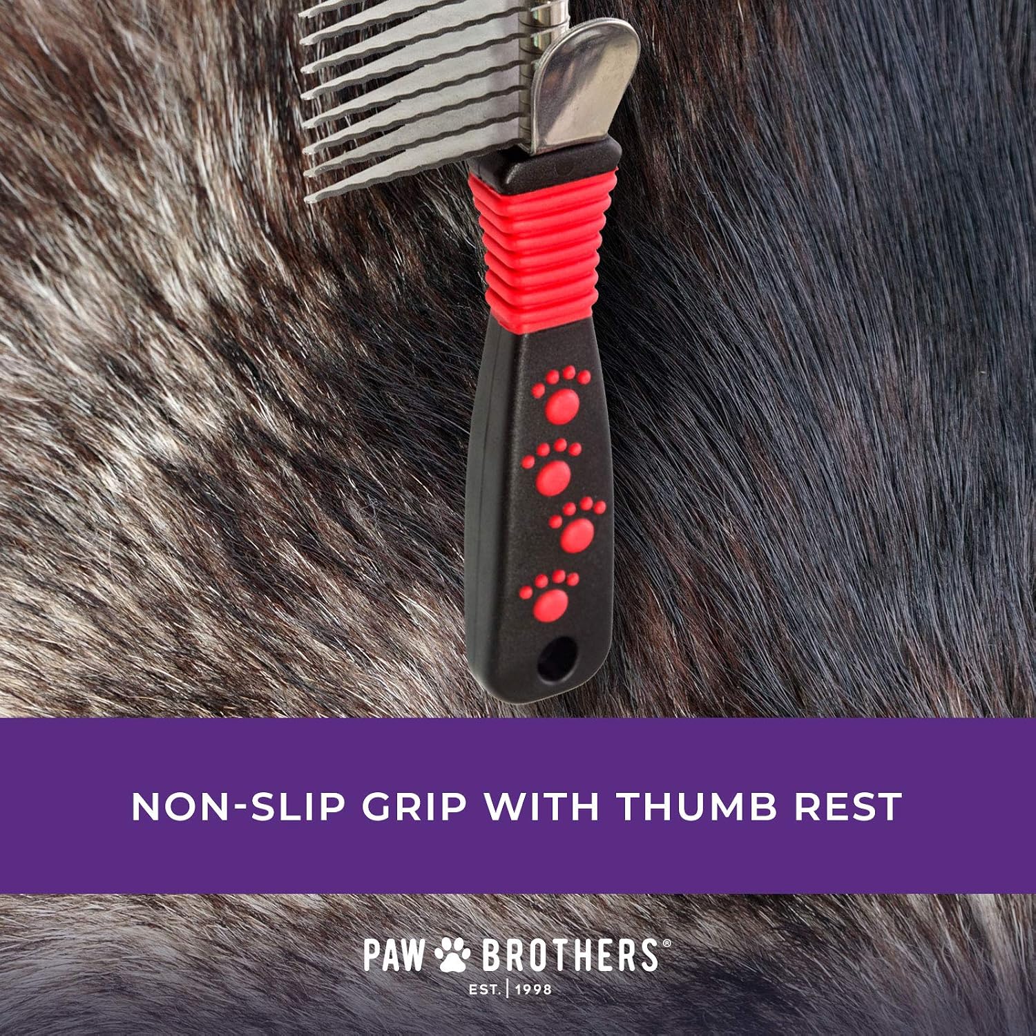 RYAN'S PET SUPPLIES Paw Brothers 9-Blade Dematting Tool for Dog Grooming, Professional Grade, Stainless Steel Blades, Comfort Grip, Gentle on Skin