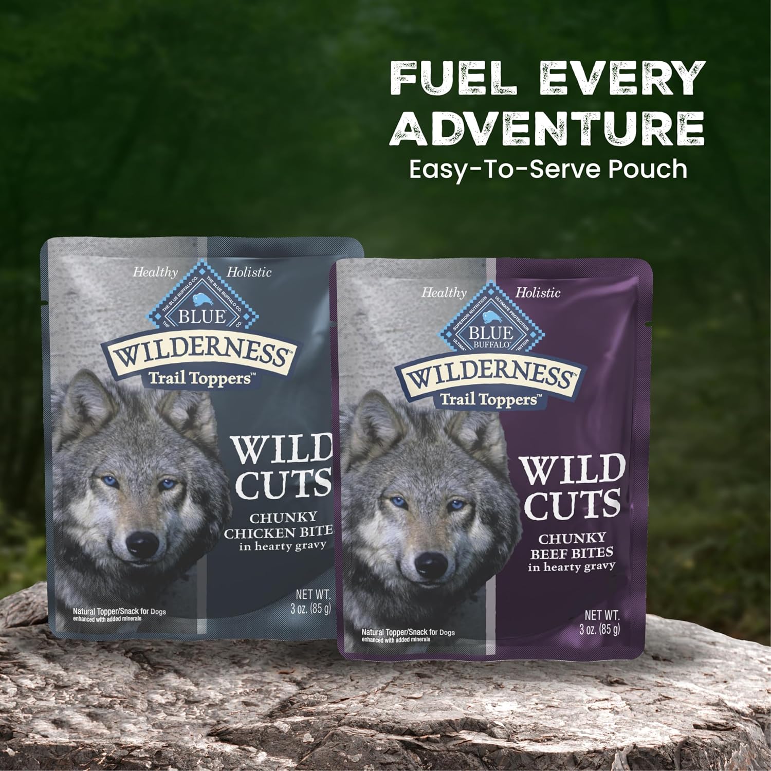 Blue Buffalo Wilderness Trail Toppers Variety Pack Wet Dog Food 3 oz, 12 ct | High Protein, Chicken Bites & Beef Bites (6 of Each), Grain-Free Recipes, Helps Support Daily Hydration