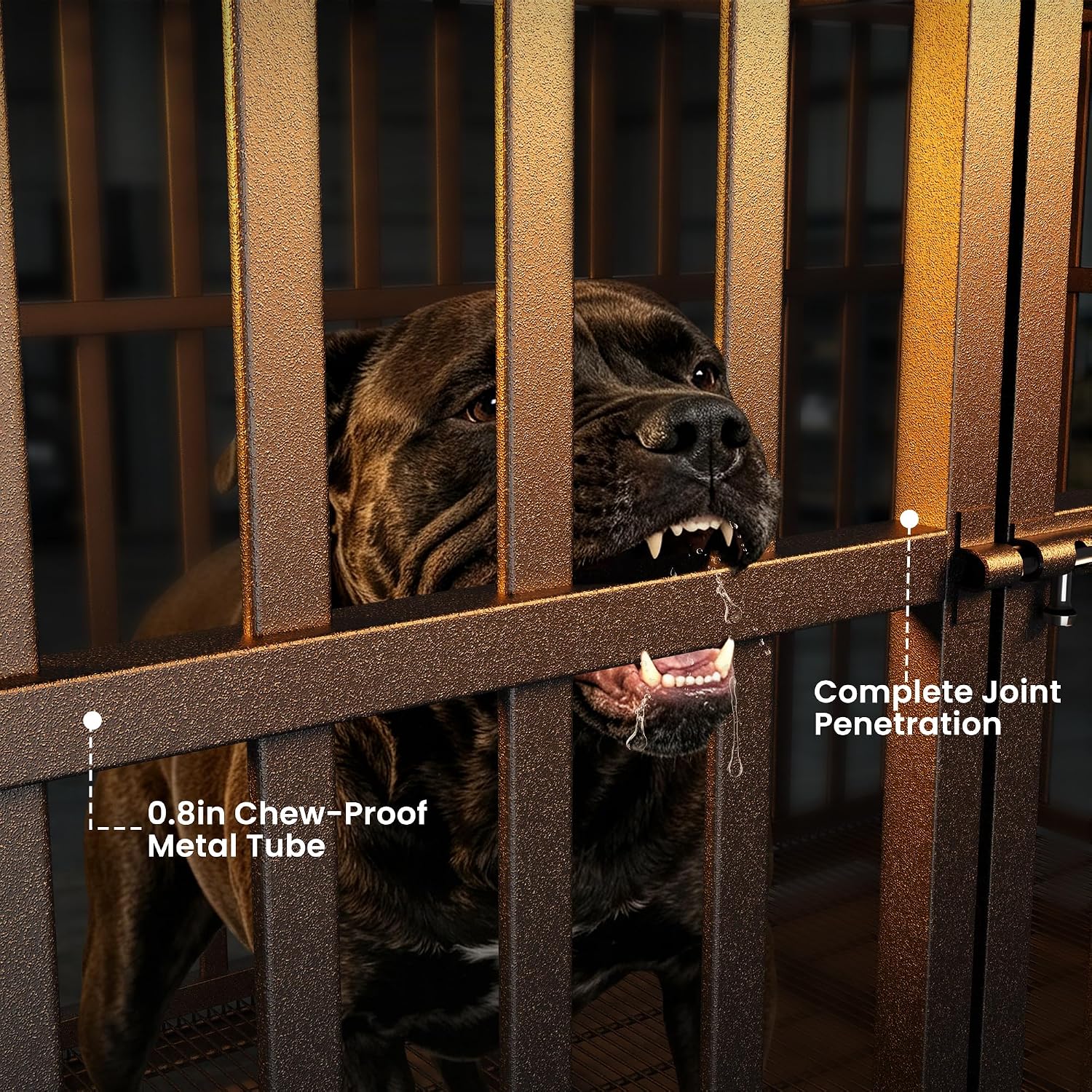 Hiwokk 48 Inch Heavy Duty Dog Crate, Indestructible Kennel for Large Dogs | 38-96" for Small to All Breeds Dogs | Escape Proof Latch | Removable Tray | Chew-Proof Steel | Lockable Wheels | Easy-Clean