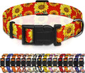 Sunflower Dog Collar, Floral Boys Girls Puppy Collar for Small Medium Large Dogs, Adjustable Soft Flower Pet Collar with Safety Buckle for Male Females(Red Sunflower, XS)