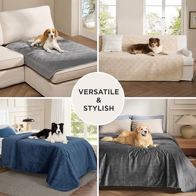 Bedsure Waterproof Couch Cover for Dogs Washable - Waterproof Blanket for Large Dogs Couch Sofa Cozy, Lightweight Furniture Protector for Pet Cat Quick Drying Puppy, Ash Grey, 40x50IN