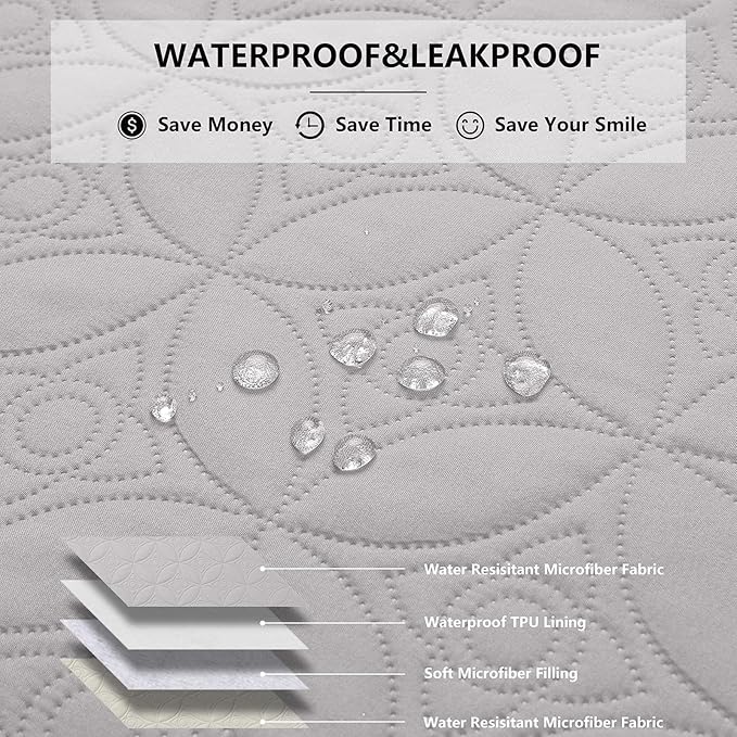 Waterproof Dog Blanket, 82x102 inches Pet Couch Covers for Sofa, Bed Furniture Protector from Dogs Washable and Reversible-Lightgrey+Cream