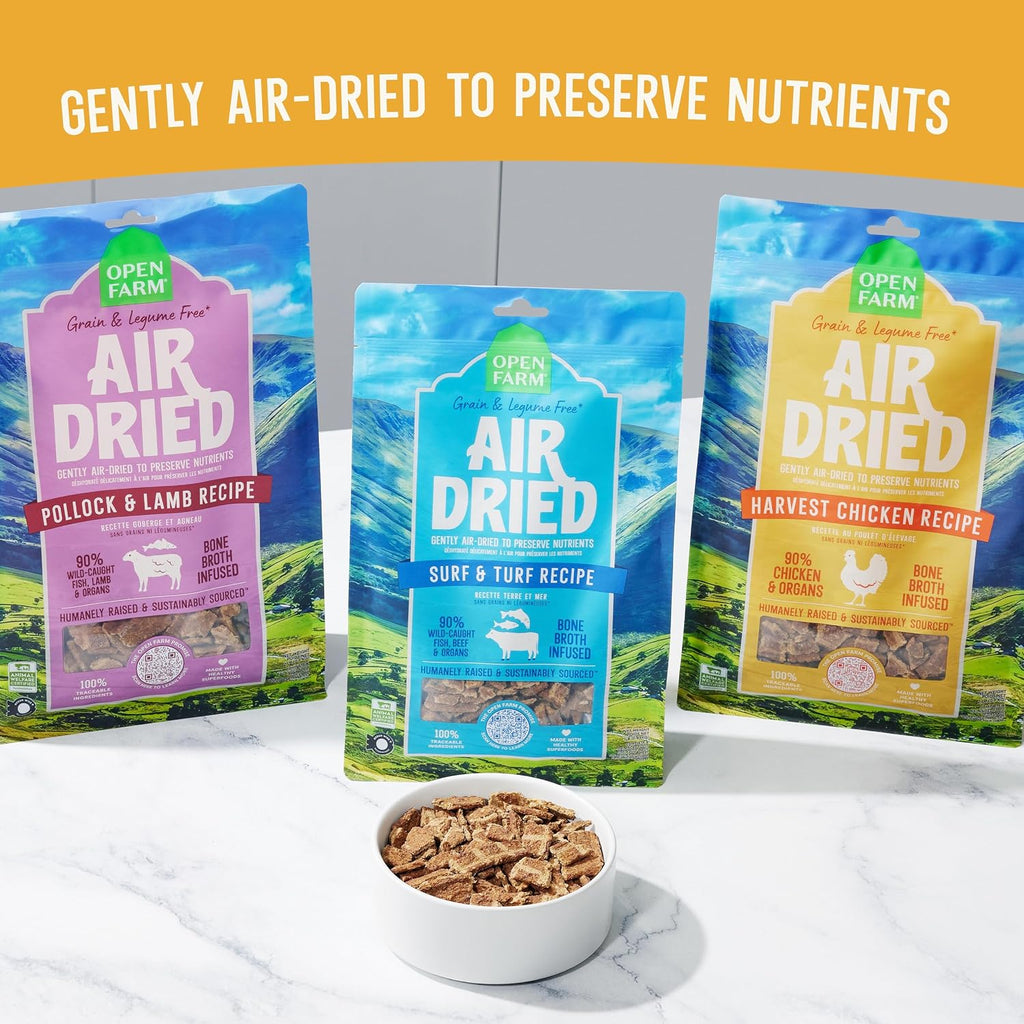 Open Farm Air Dried Dog Food, Grain-Free Harvest Chicken Recipe, 2lb Bag | Complete Meal or Topper, Jerky-Like Texture, Bone Broth Infused, 100% Traceable Ingredients, Non-GMO Fruits & Veggies.