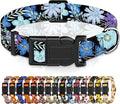 Dog Collar for Boys & Girls, Puppy Collar for Small to Large Dogs, Adjustable Soft Pet Collar with Safety Buckle - Purple Floral Pattern, XS