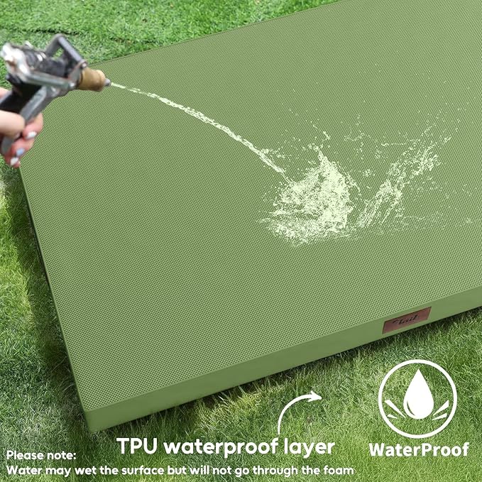 Outdoor Extra Large Dog Bed, Jumbo Waterproof Dog Bed for Large Dogs, Orthopedic Egg Crate Foam Pet Mat with Removable Oxford Cooling Cover, Light Green