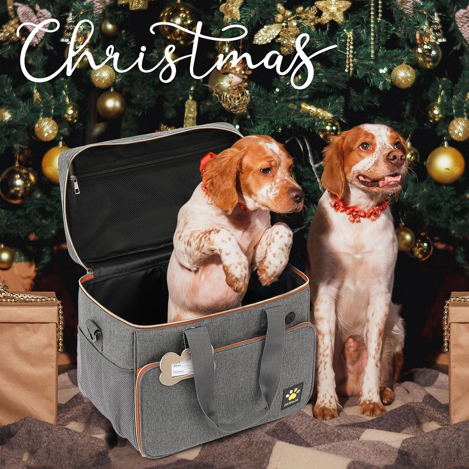 Dog Travel Bag for Traveling| Week Away/Overnight Dog Travel Accessories with Multi-Function Pockets| Travel Set for Dogs and Cats|Ideal Pet Diaper Bag and Pet Gift Kit(Grey)