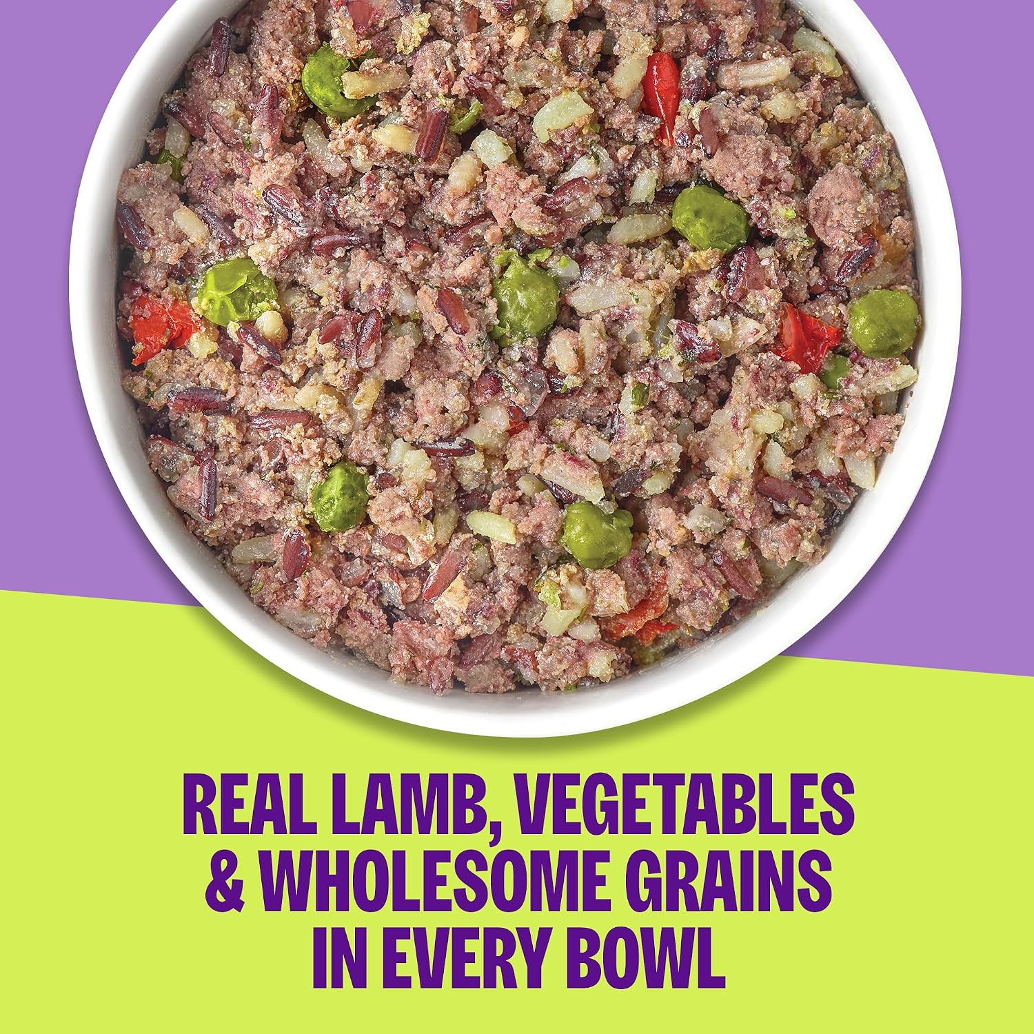 Wellness Protein Bowls Adult Wet Dog Food, Fresh Alternative, Wholesome Grains, Natural, Lamb, Red Rice, and Peas Recipe, 6.2 oz, Pack of 6 Pouches