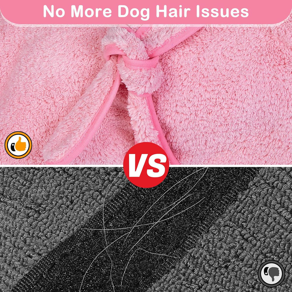 Bienbee Soft Dog Bathrobe，Super Absorbent & Quick-Drying Dog Robe with Hood, Cozy Drying Coat for After Bath, Pink XL