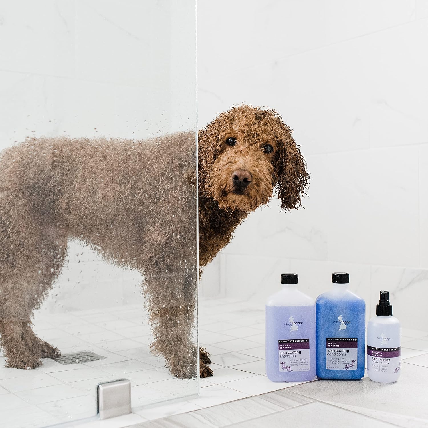 Isle of Dogs - Everyday Elements Lush Coating Conditioner For Dogs - Violet + Sea Mist - Pet Conditioner With Evening Primrose & Jojoba Oil For A Fuller Coat - Made in the USA - 16.9 Oz,Purple,710