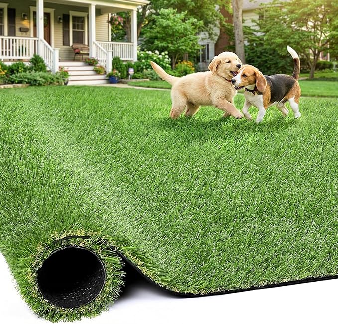 Artificial Grass Rug Indoor Outdoor, 5 x 6FT Faux Grass Turf with Drainage Holes, Realistic Artificial Lawn Rug Dog Pets Mat, Turf Carpet for Garden Lawn Landscape Balcony Patio Backyard Easter Decor