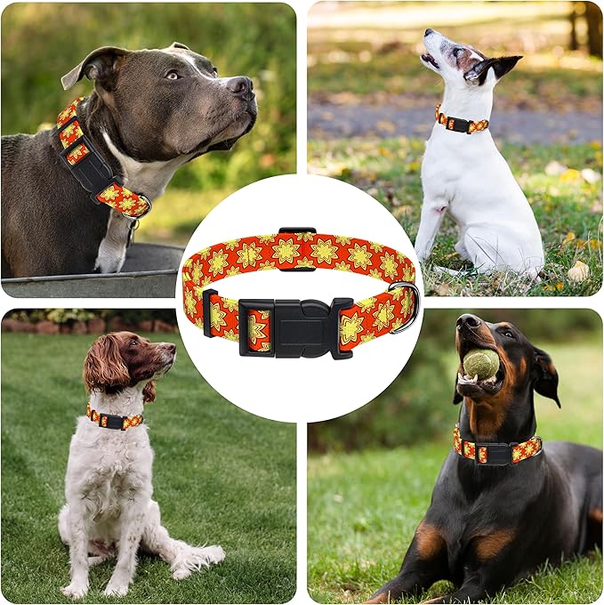 Dog Collar, Classical Indian Spirit Boys Girls Puppy Collar for Small Medium Large Dogs, Adjustable Soft Indian Pet Collar with Safety Buckle for Male Females(Yellow,S)