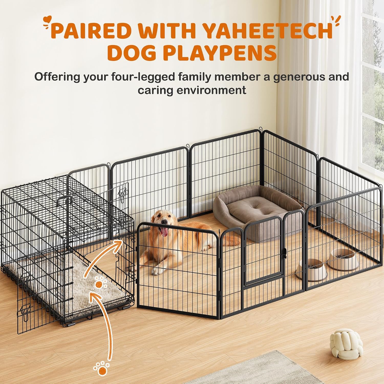 Yaheetech 42inch Double Door Dog Crate w/Divider, Collapsible Metal Kennel | Heavy-duty Sturdy Metal Frame, Easy Assemble, Fold Up for Travel, Removable Tray, Ideal for Puppies, Medium to Large Dogs