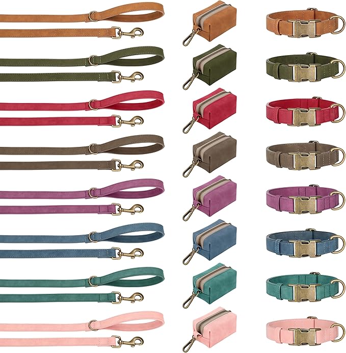 Didog Soft PU Leather Dog Collar, Stylish Quick Released Dog Collars for Medium Dogs, Easy Clean Adjustable Pet Collar for Daily Walking, Pink, M Fit 13-21" Neck
