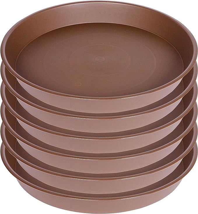 6 Pack of 10 inch Plant Saucer, Heavy Duty Plastic Plant Saucer 10 inch Round, Plant Tray for Pots, Flower Plant Saucers for Indoors, Plant Trays for Planter 8"/9"/10" (10", Chocolate)