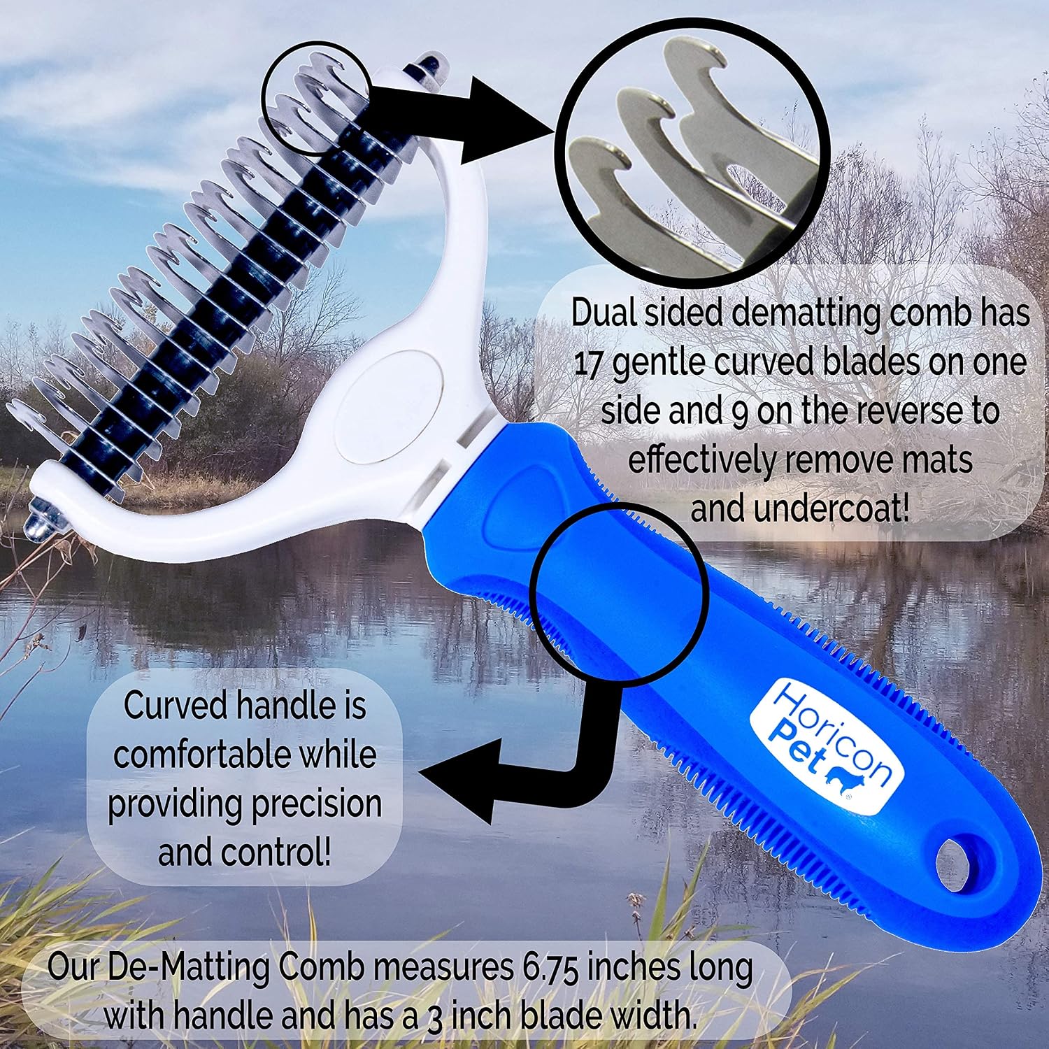 Ultimate Pet Dematting & Deshedding Set - 3 in 1 Grooming Tool Set - Dual Sided Undercoat Rake, Dematting Razor Comb & Detangling Pet Comb