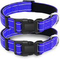2 Pack Reflective Dog Collar with Safety Locking Buckle, Adjustable Soft Breathable Comfortable Nylon Pet Collar for Small, Medium and Large Dogs, Navyblue, L