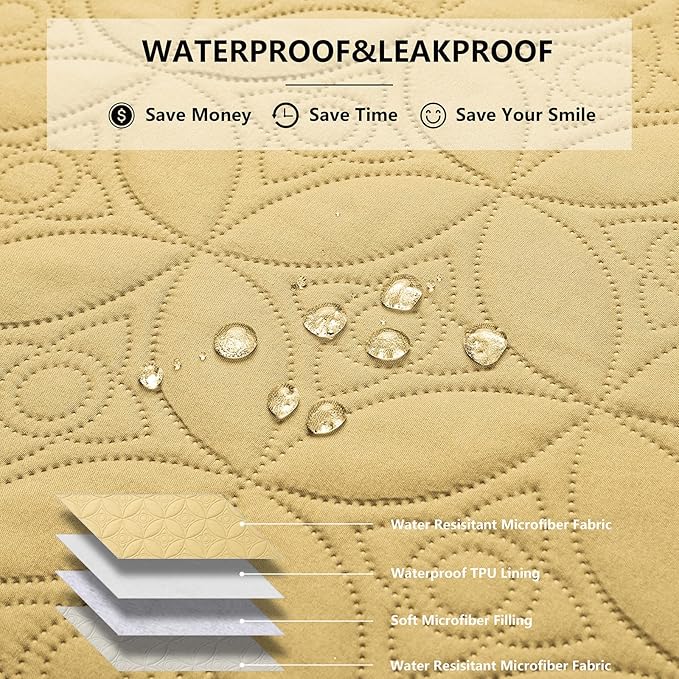 Waterproof Dog Blanket, 52x82 inches Pet Couch Covers for Sofa, Bed Furniture Protector from Dogs Washable and Reversible-Sand+Cream