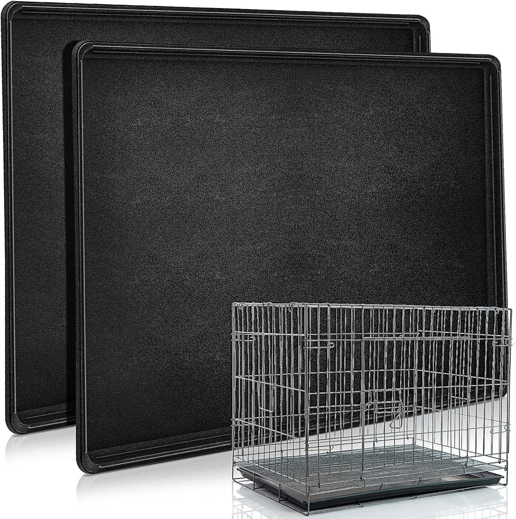 2 Pcs 42" Dog Crate Tray Replacement Dog Crate Pan Kennel Bottom Tray Replacement Plastic Bottom Pan Easy to Clean, Easy to Assemble, Ideal for Potty Training-Perfect for Pet Crates, Black