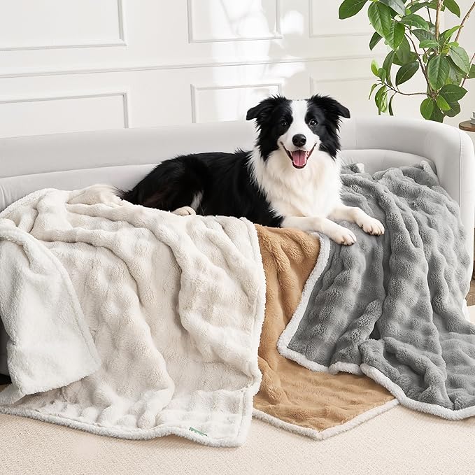 Soft Cozy Waterproof Dog Blanket for Couch - Room Decor Medium Pet Blanket for Furniture Protector, Washable Dog Crate Blankets for Indoors & Outdoors, Khaki, 30"x40"