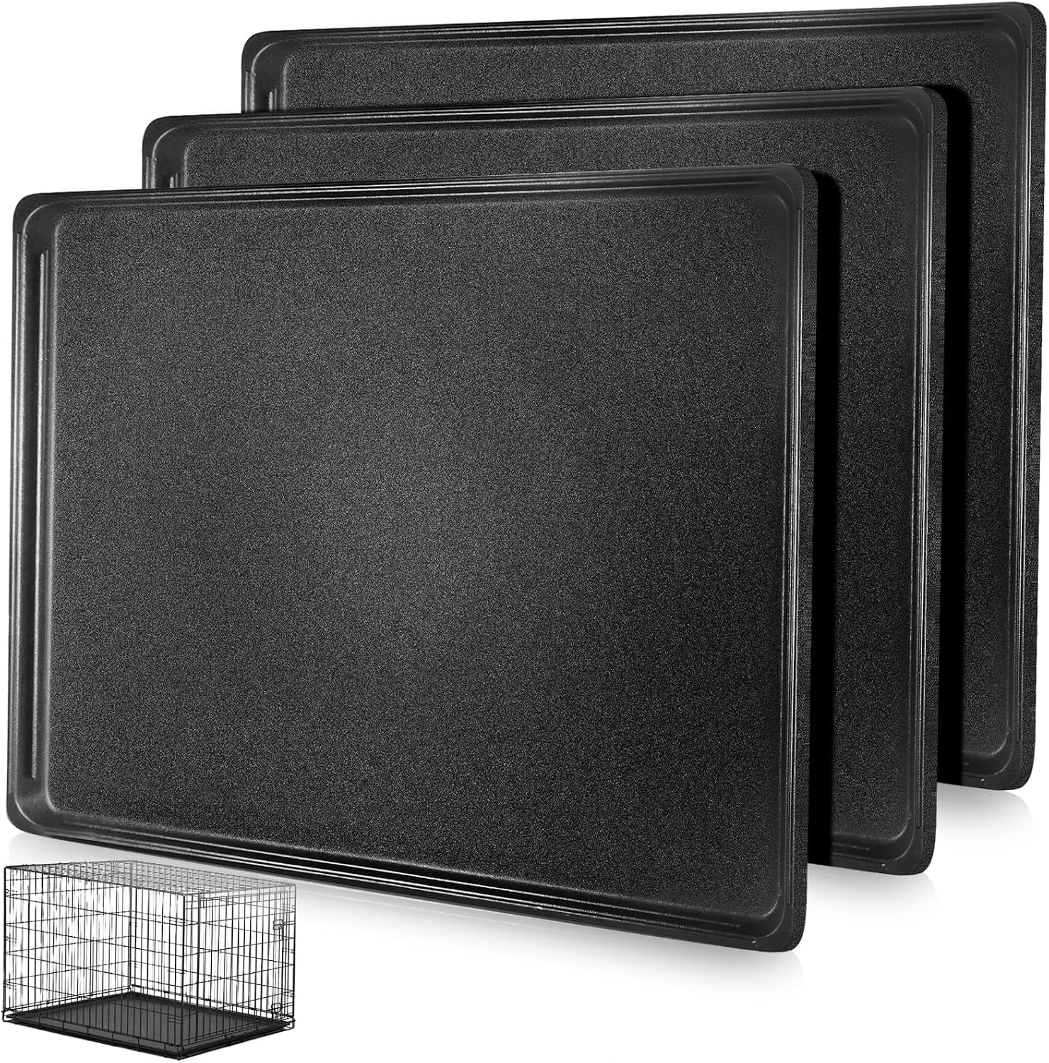 3 Pcs 41 Inch Replacement Dog Crate Pan, Plastic Bottom Tray for Dog Crate