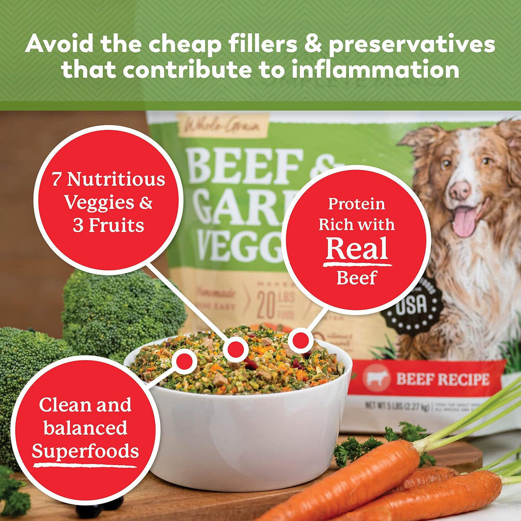 Dr. Harvey's Beef & Garden Veggies Dog Food, Whole-Grain (5 lb) | Dehydrated Dog Food with Freeze-Dried Beef