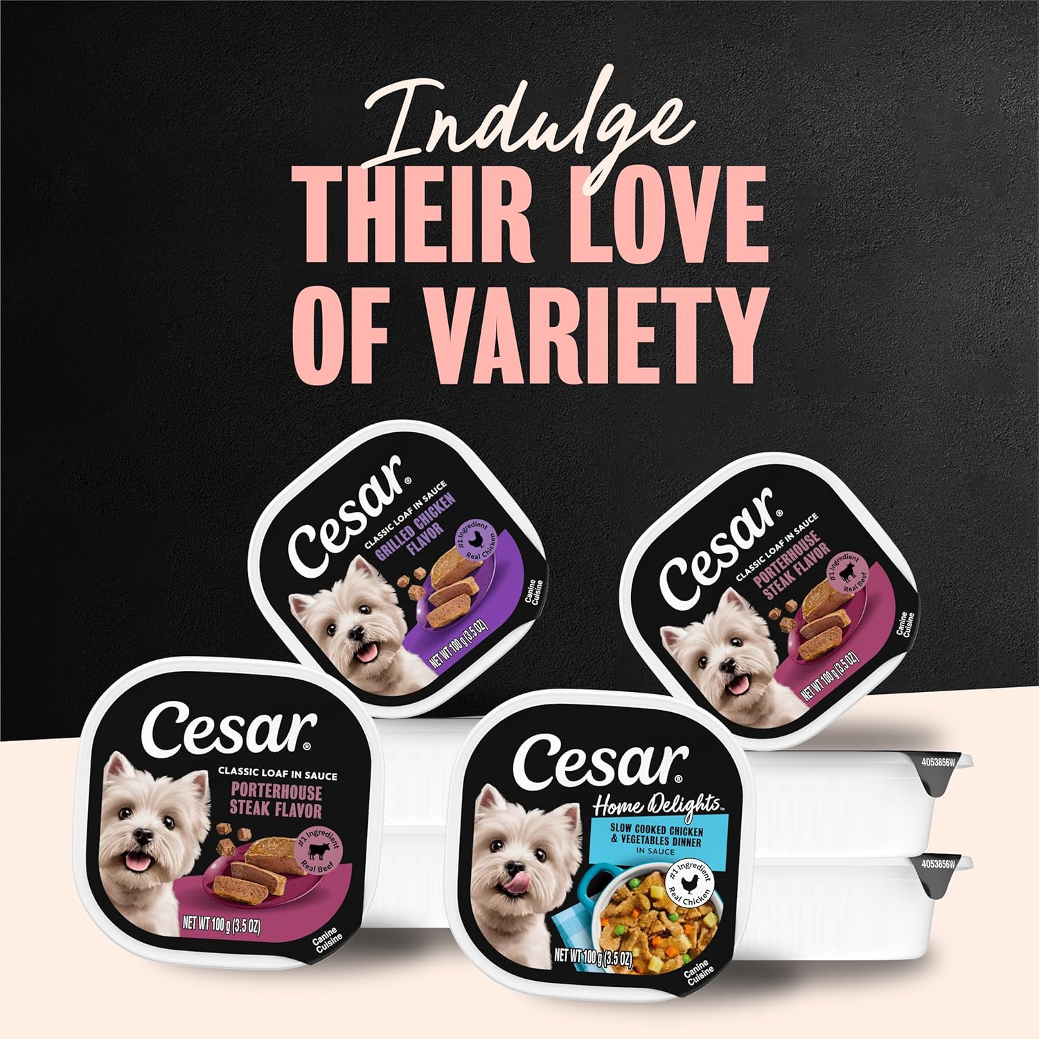 Cesar Home Delights Wet Dog Food, Dinner and Stew Variety, 3.5 oz, 24 Count | Real meat #1 ingredient, no fillers, no added sugar, no artificial flavors, complete & balanced, easy peel trays