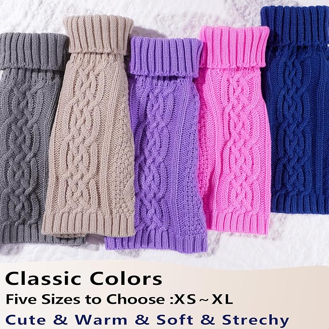 Dog Sweaters Small Dog Clothes Winter Turtleneck Puppy Sweater Warm Pet Cat Sweater Doggy Pullover Outfit with Twisted Design XS~XL(Pink, X-Large)