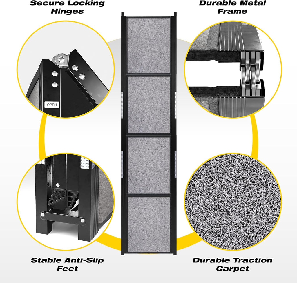 Dog Ramp for Car - 71" L x 17" W Portable Dog Ramp for Car | Foldable, Compact, Cars, Trucks, SUVs, Beds, Sofas, Anti-slip Feet, Traction Carpet, 250 lbs Capacity, for Small to Large