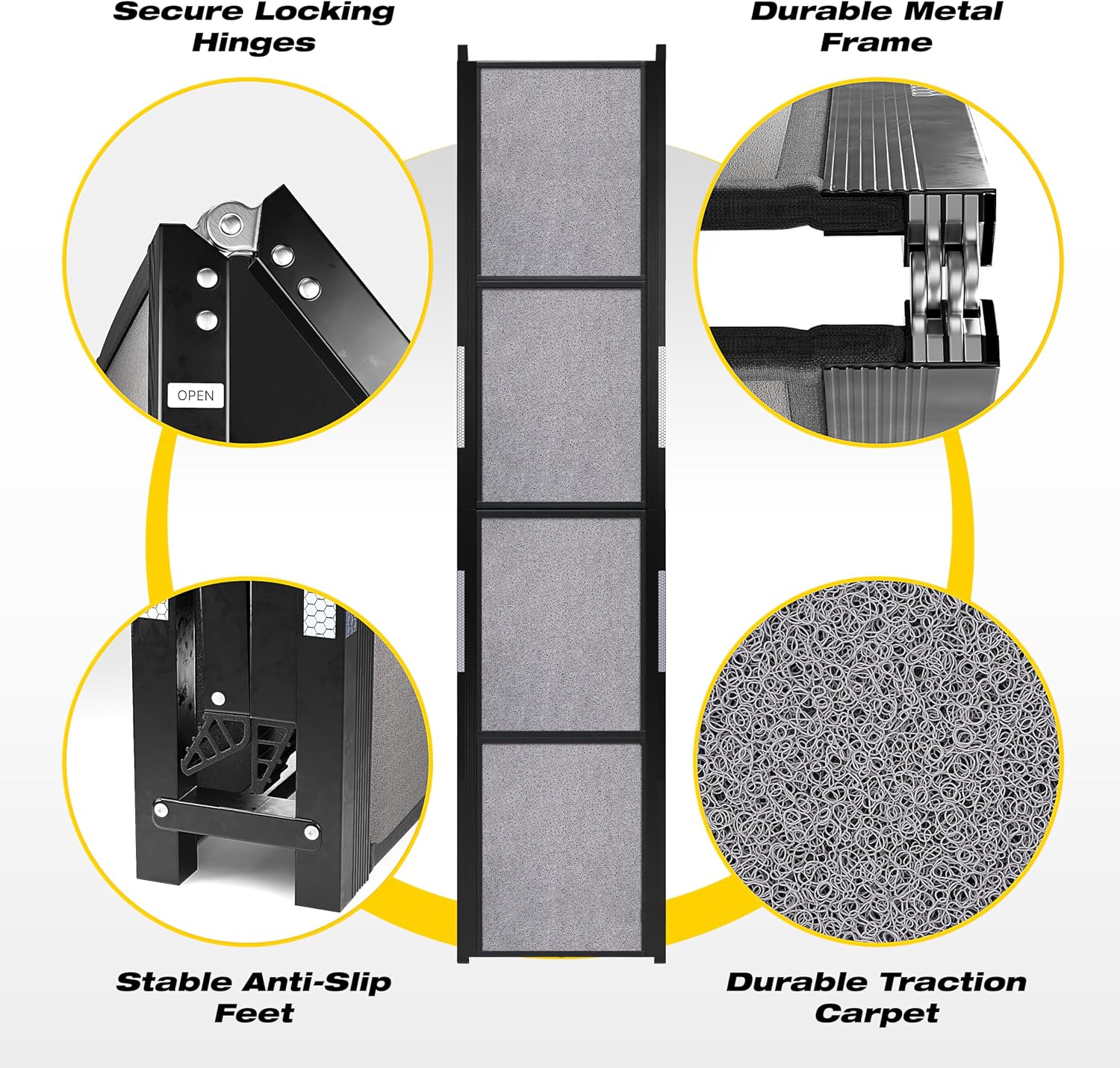 Dog Ramp for Car - 71" L x 17" W Portable Dog Ramp for Car | Foldable, Compact, Cars, Trucks, SUVs, Beds, Sofas, Anti-slip Feet, Traction Carpet, 250 lbs Capacity, for Small to Large